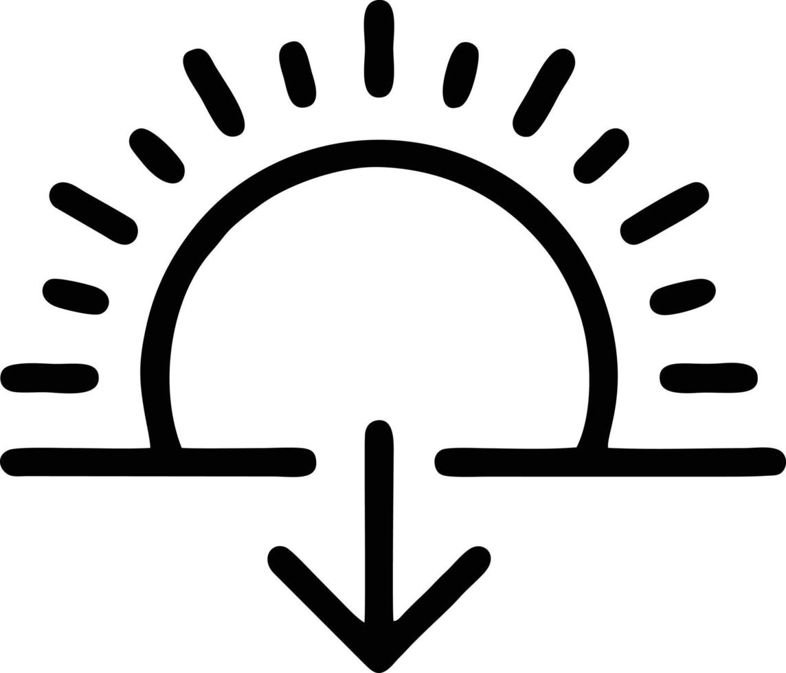 icono de sol en fondo blanco, ilustración del símbolo de icono de sol en negro sobre fondo blanco vector