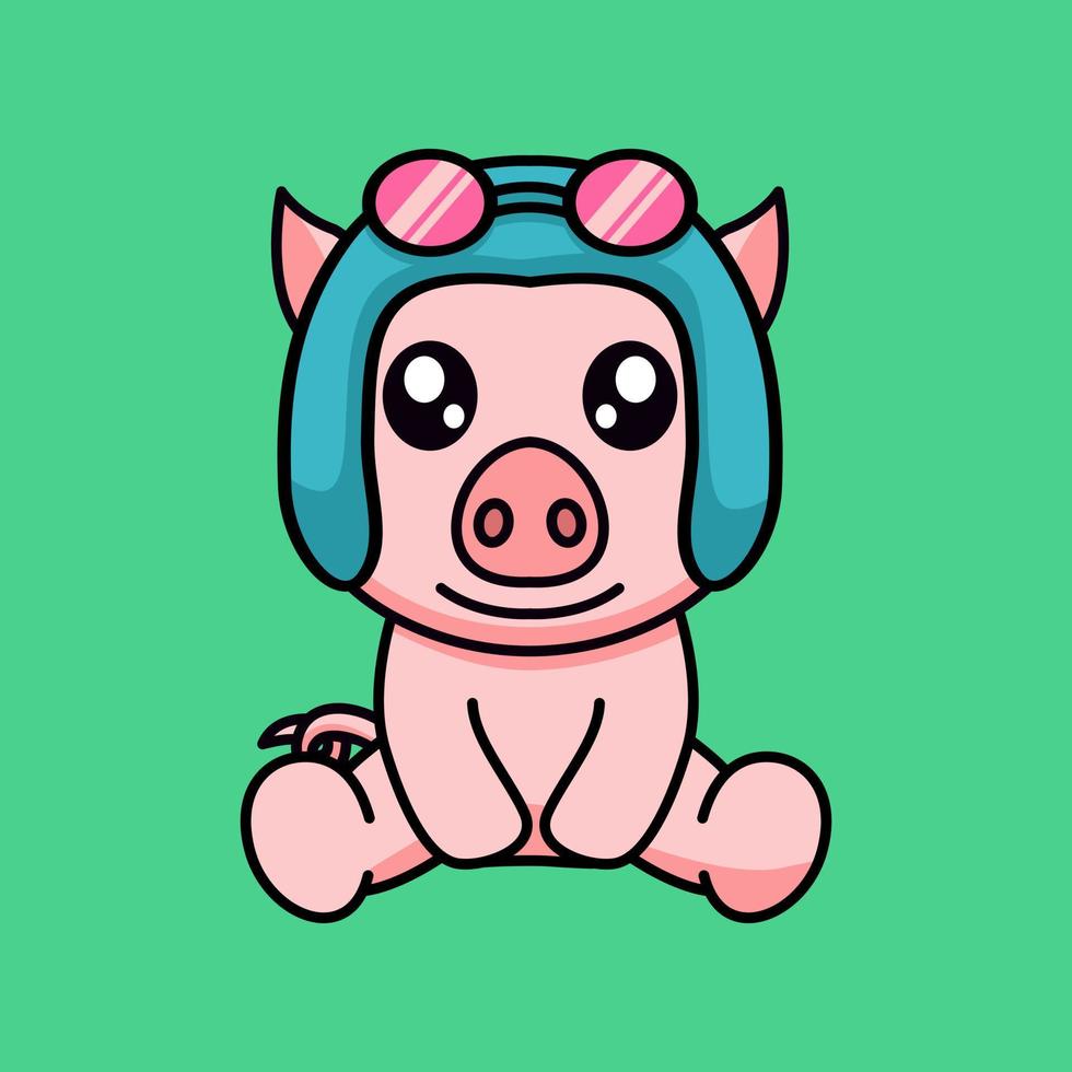 vector illustration of a cute and fat pig