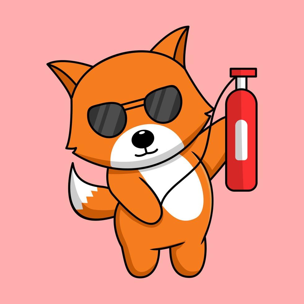 Vector illustration of cute and chubby fox