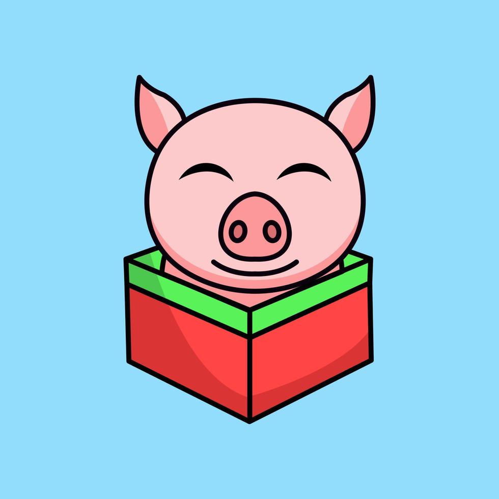 vector illustration of a cute and fat pig