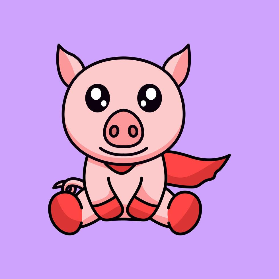 vector illustration of a cute and fat pig
