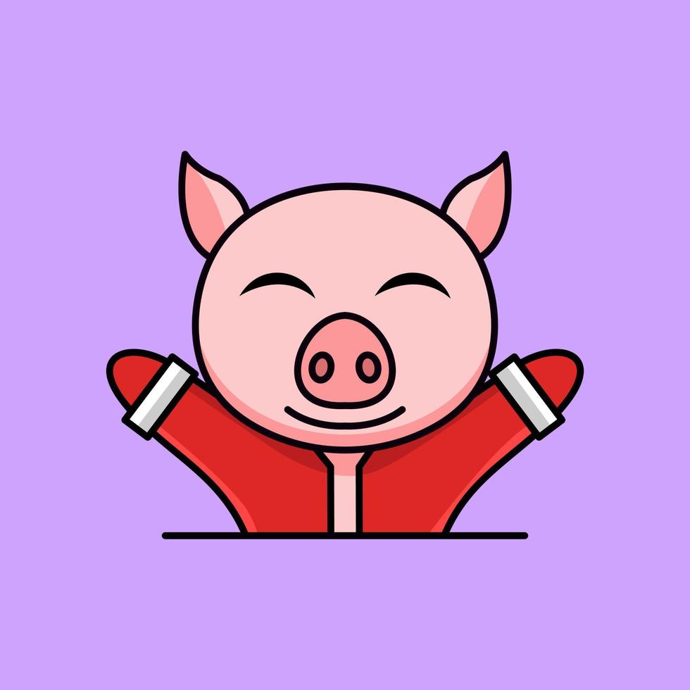 vector illustration of a cute and fat pig