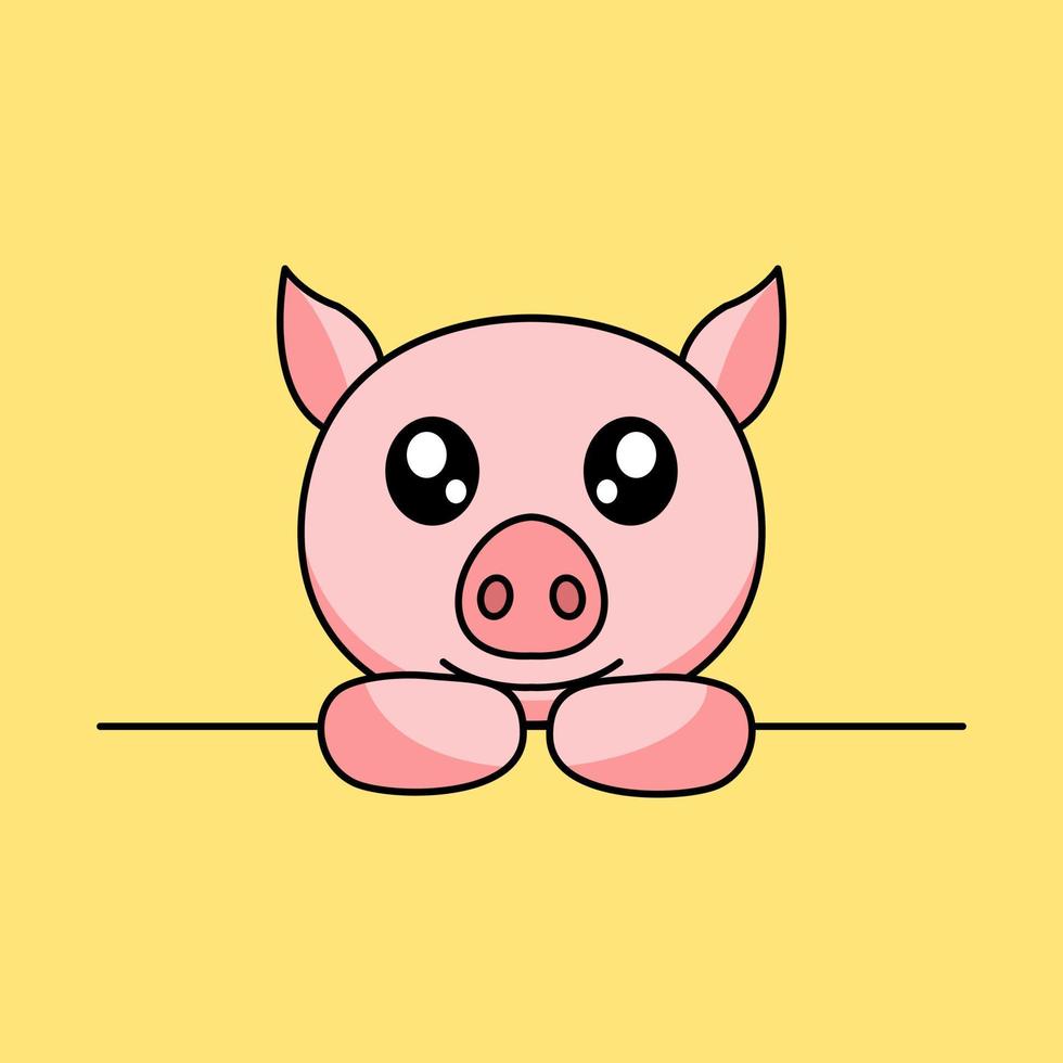 vector illustration of a cute and fat pig