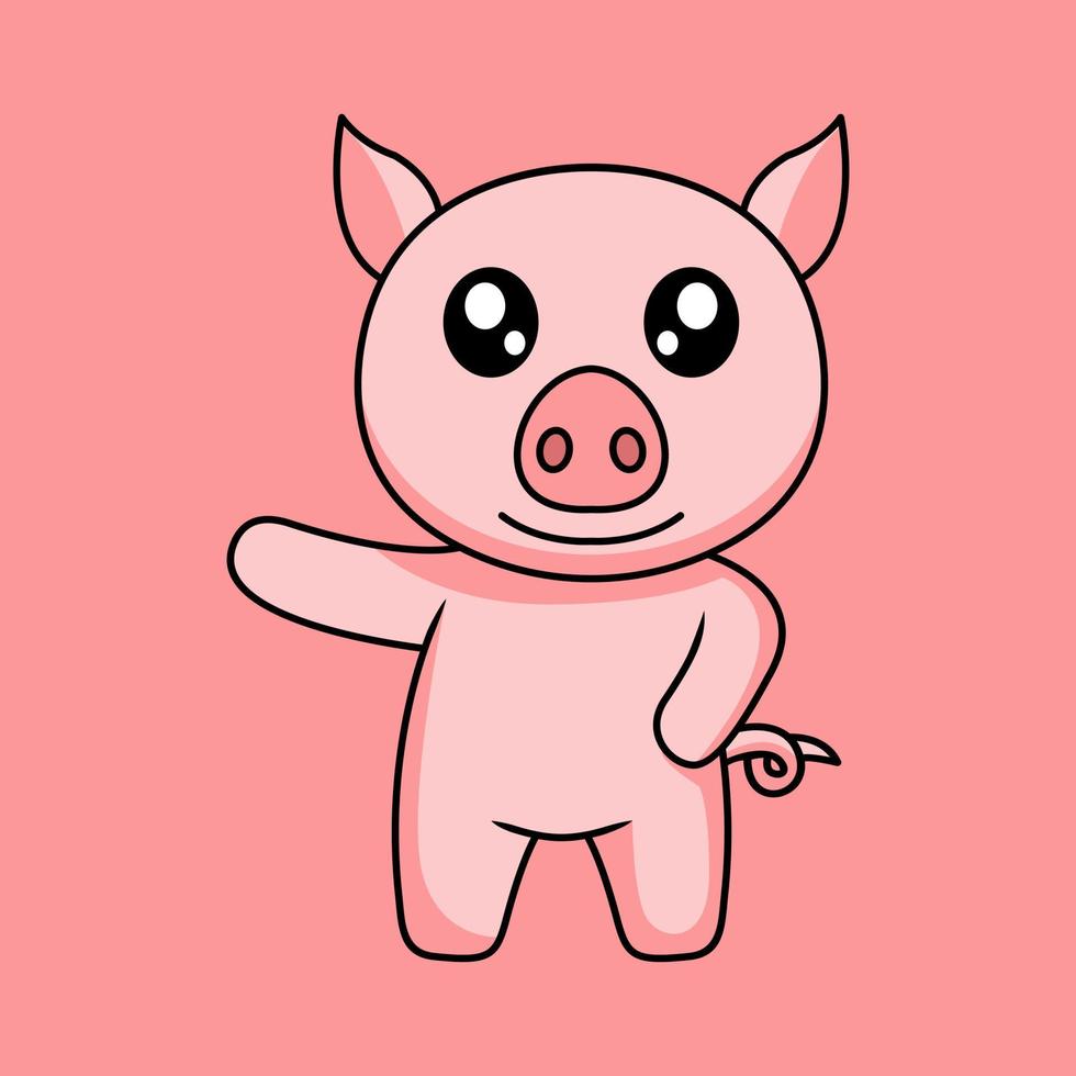 vector illustration of a cute and fat pig