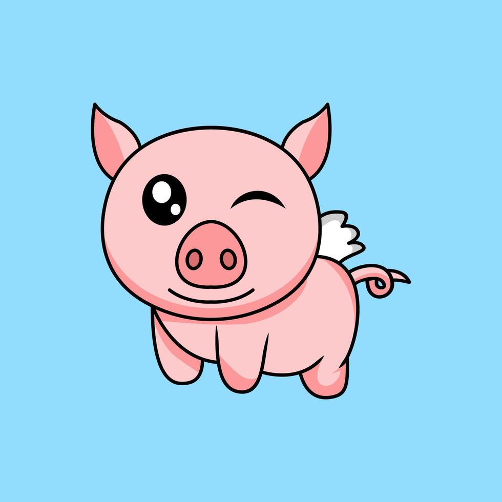 vector illustration of a cute and fat pig