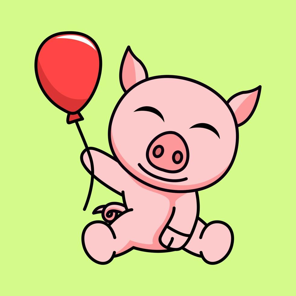 vector illustration of a cute and fat pig
