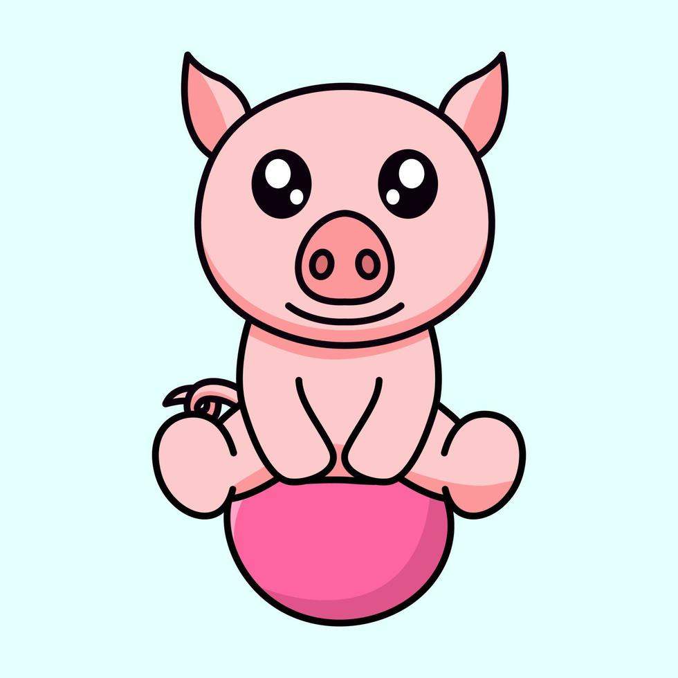 vector illustration of a cute and fat pig