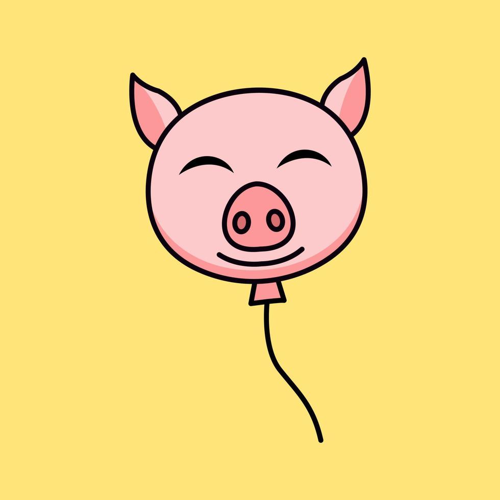 vector illustration of a cute and fat pig