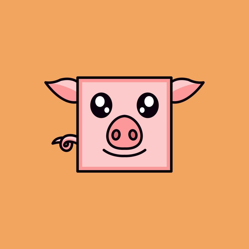 vector illustration of a cute and fat pig