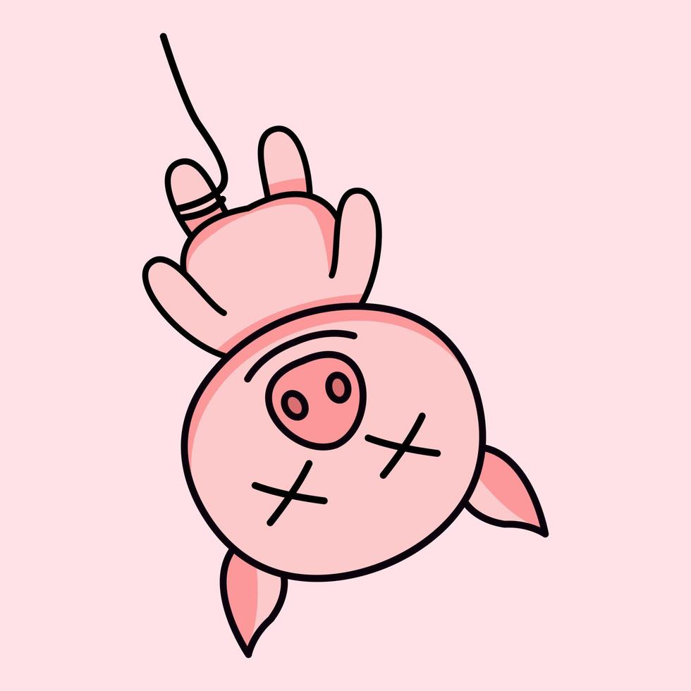 vector illustration of a cute and fat pig