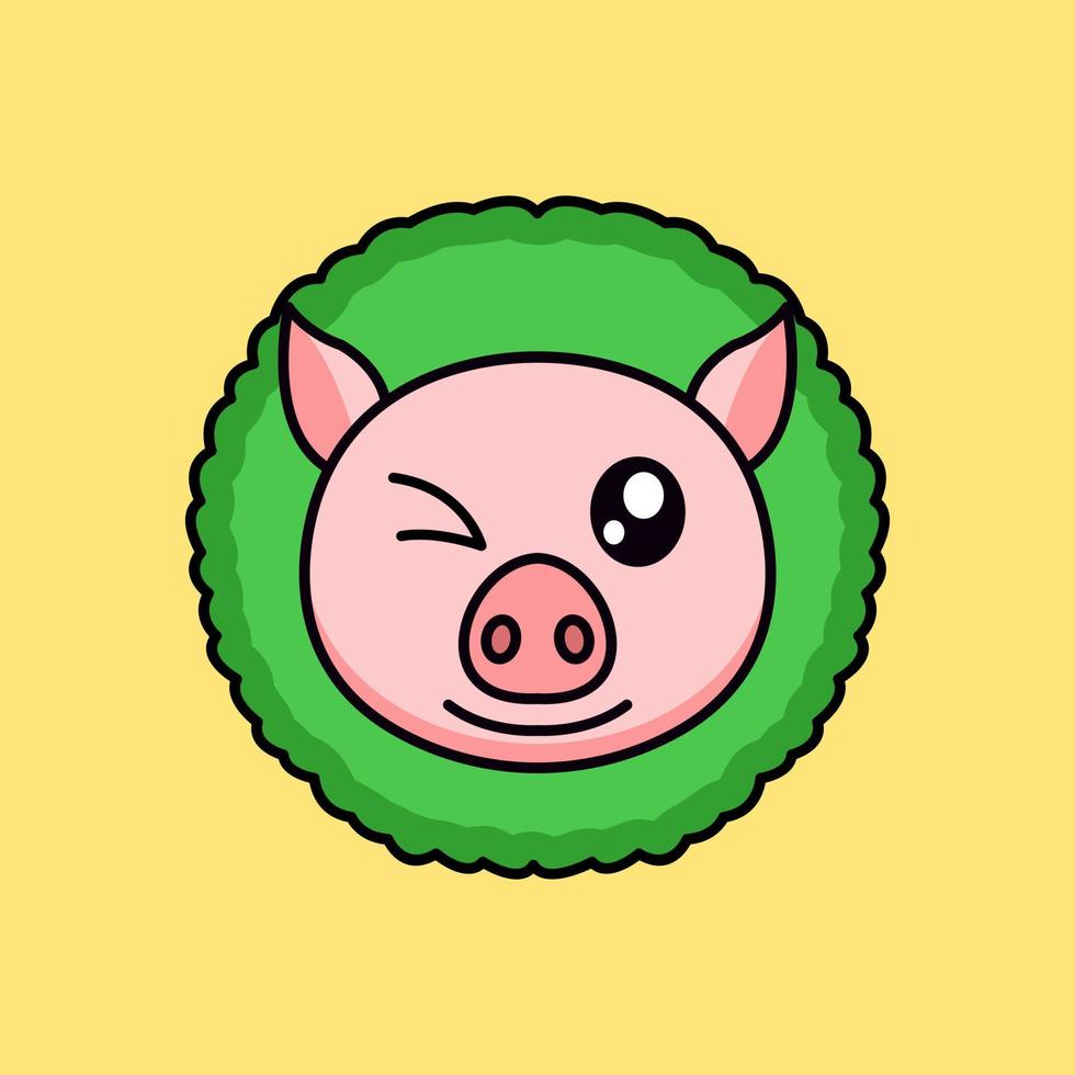 vector illustration of a cute and fat pig