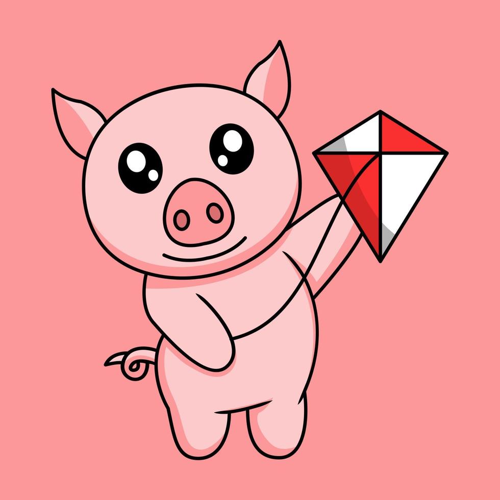 ilustración vectorial de un cerdo lindo y gordo vector