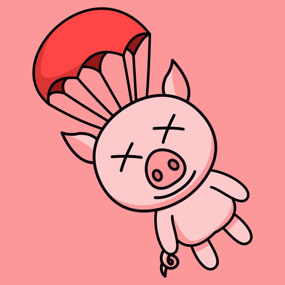vector illustration of a cute and fat pig