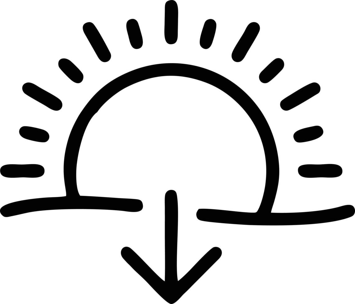 icono de sol en fondo blanco, ilustración del símbolo de icono de sol en negro sobre fondo blanco vector