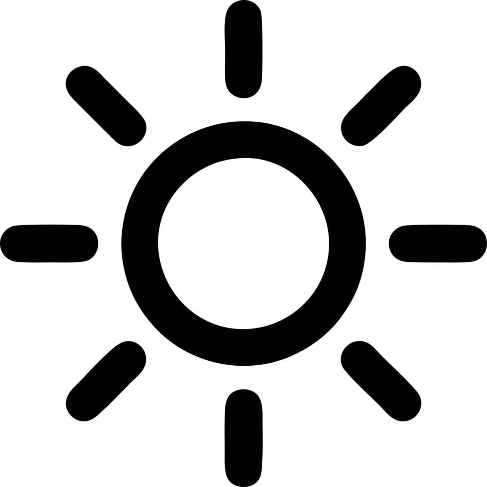 sun icon in white background, illustration of sun icon symbol in black on white background vector