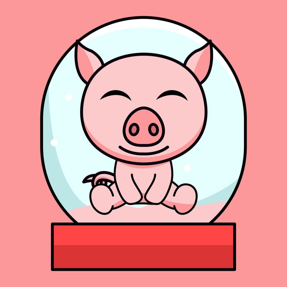 vector illustration of a cute and fat pig