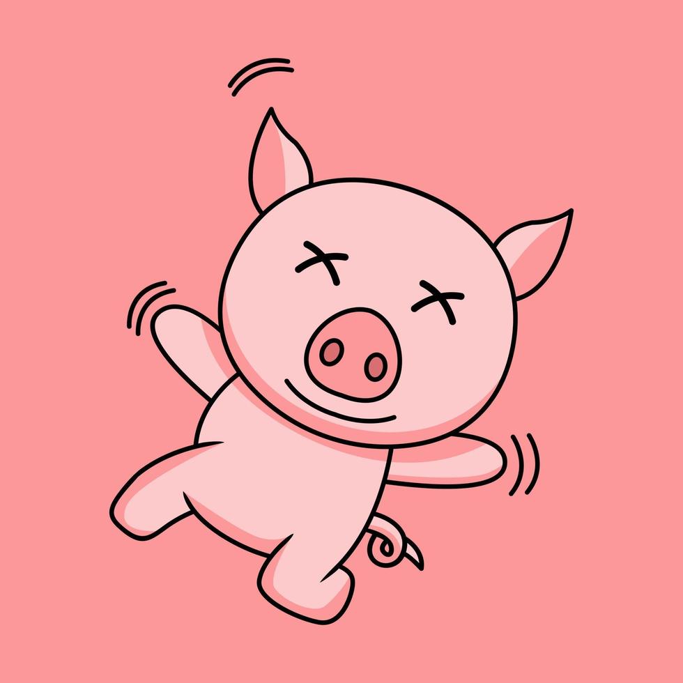 vector illustration of a cute and fat pig
