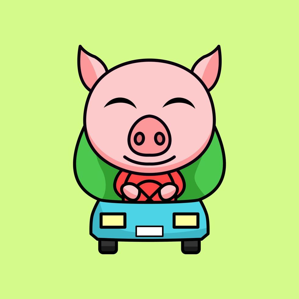 vector illustration of a cute and fat pig
