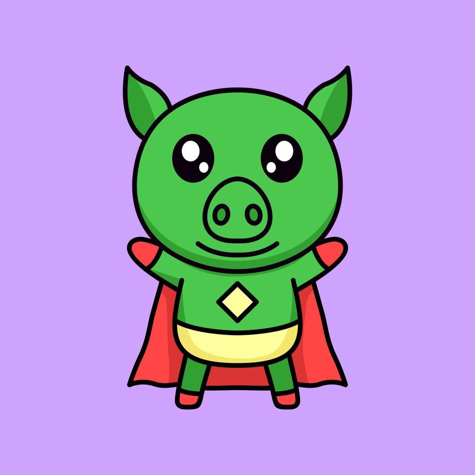 vector illustration of a cute and fat pig