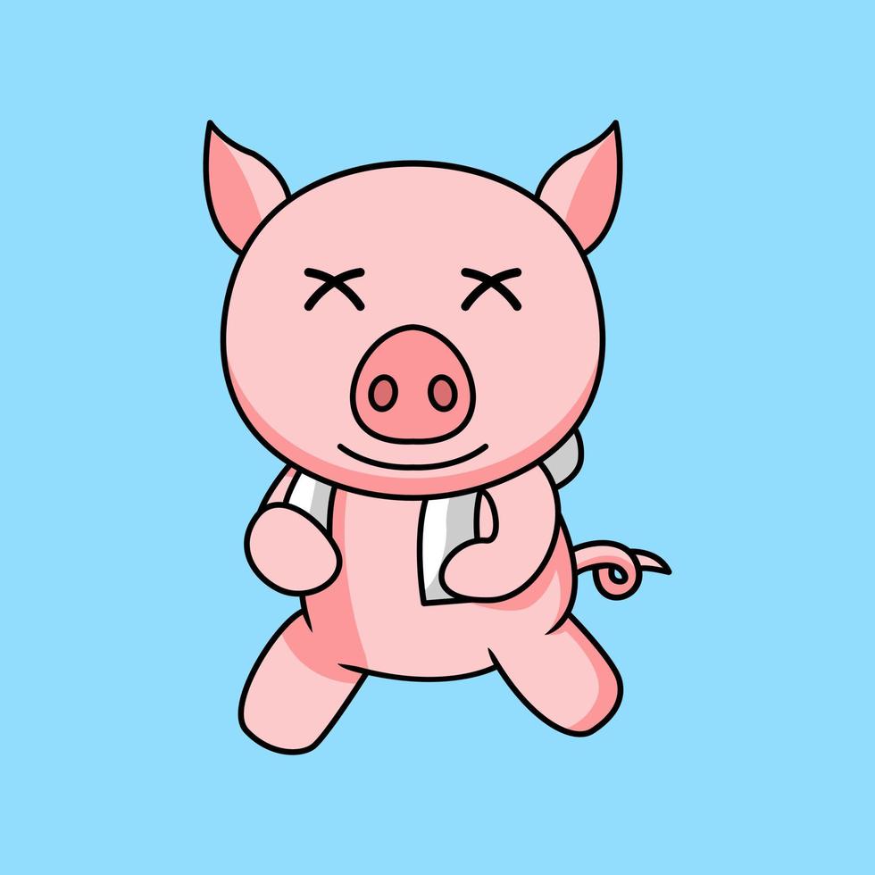 vector illustration of a cute and fat pig