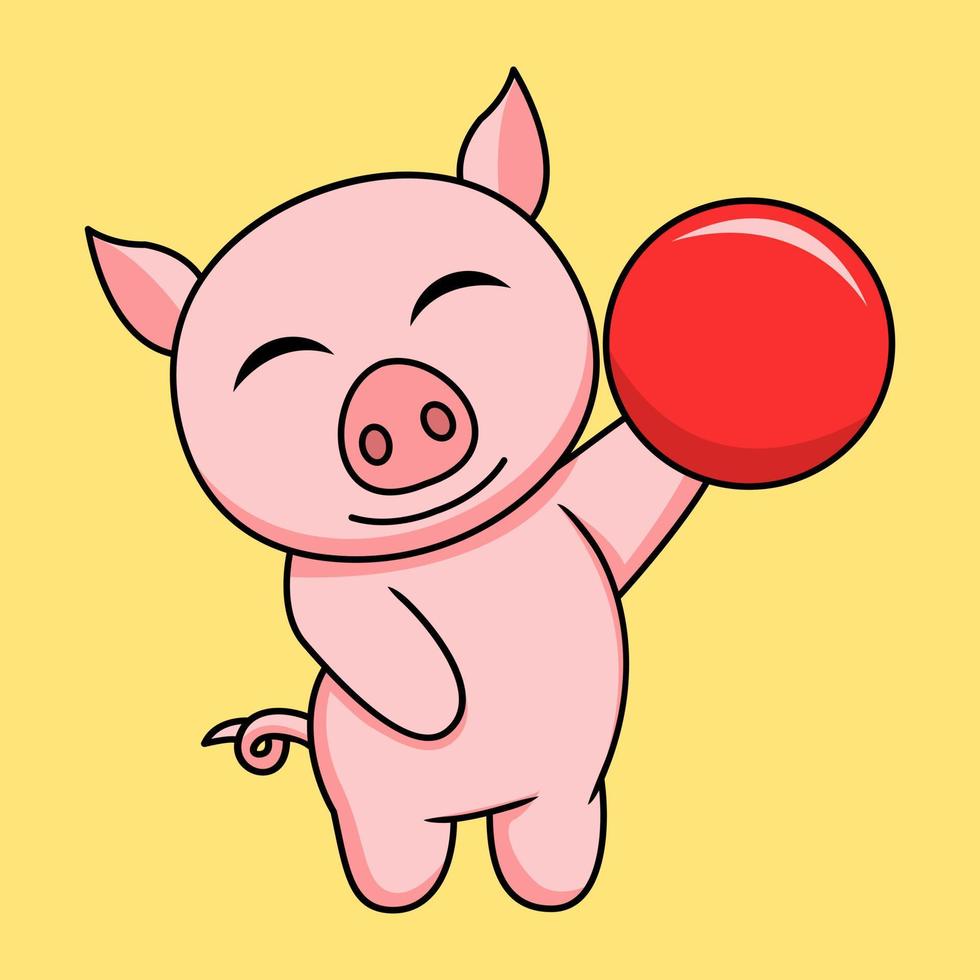 vector illustration of a cute and fat pig