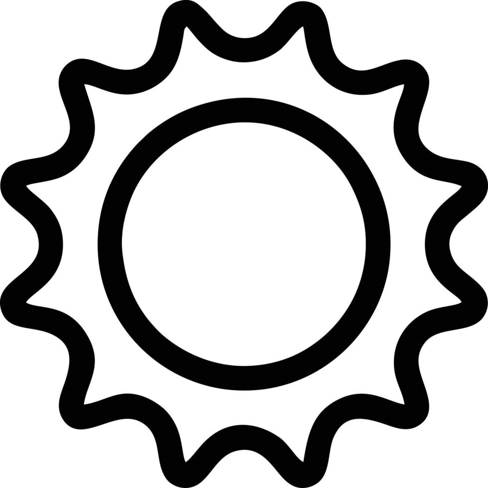 icono de sol en fondo blanco, ilustración del símbolo de icono de sol en negro sobre fondo blanco vector