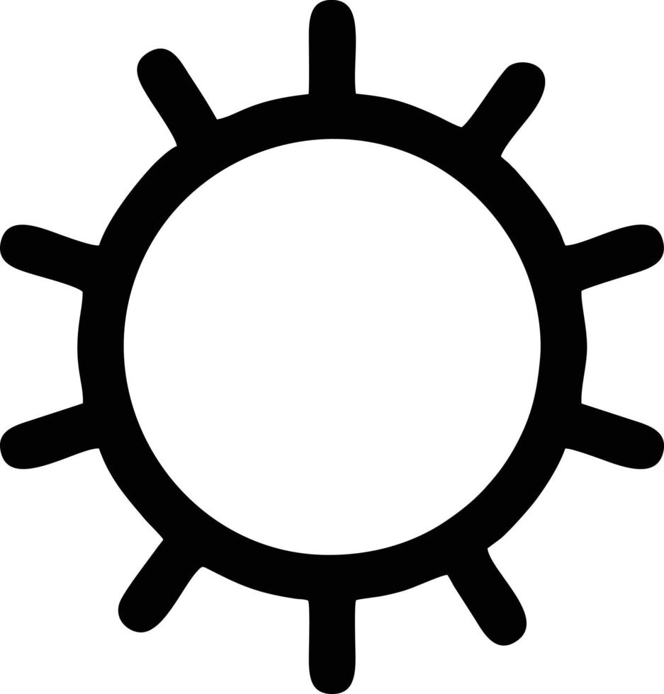 icono de sol en fondo blanco, ilustración del símbolo de icono de sol en negro sobre fondo blanco vector