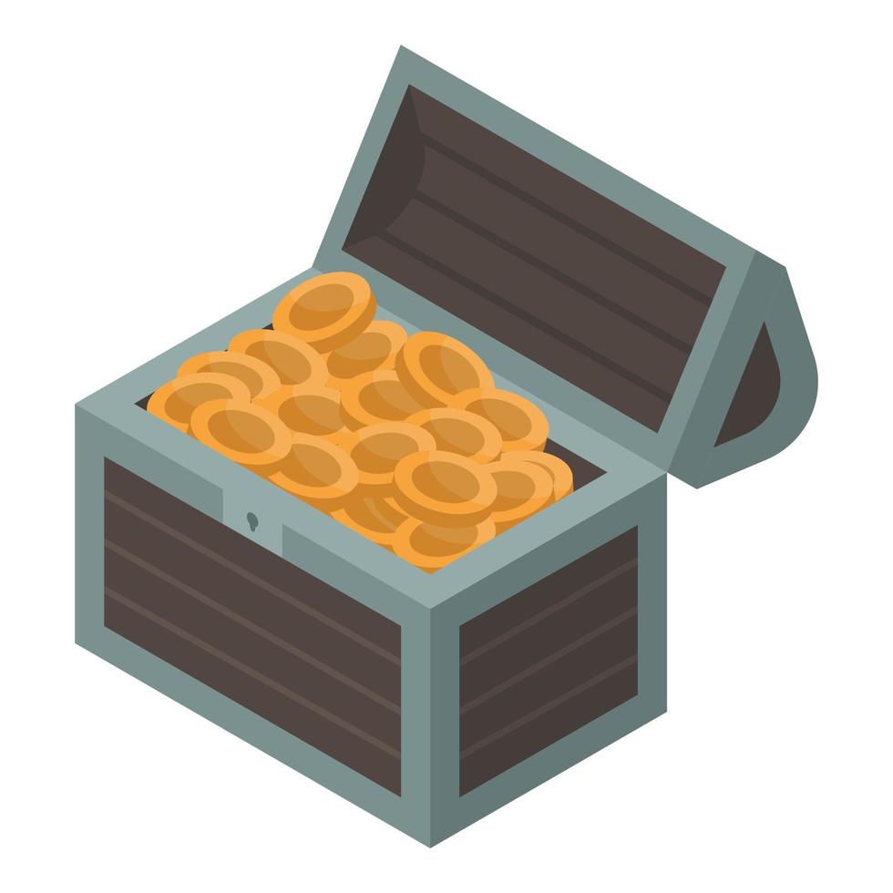 Open dower chest icon, isometric style vector