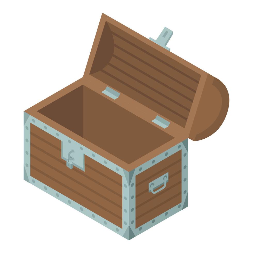 Empty treasure box icon, isometric style vector
