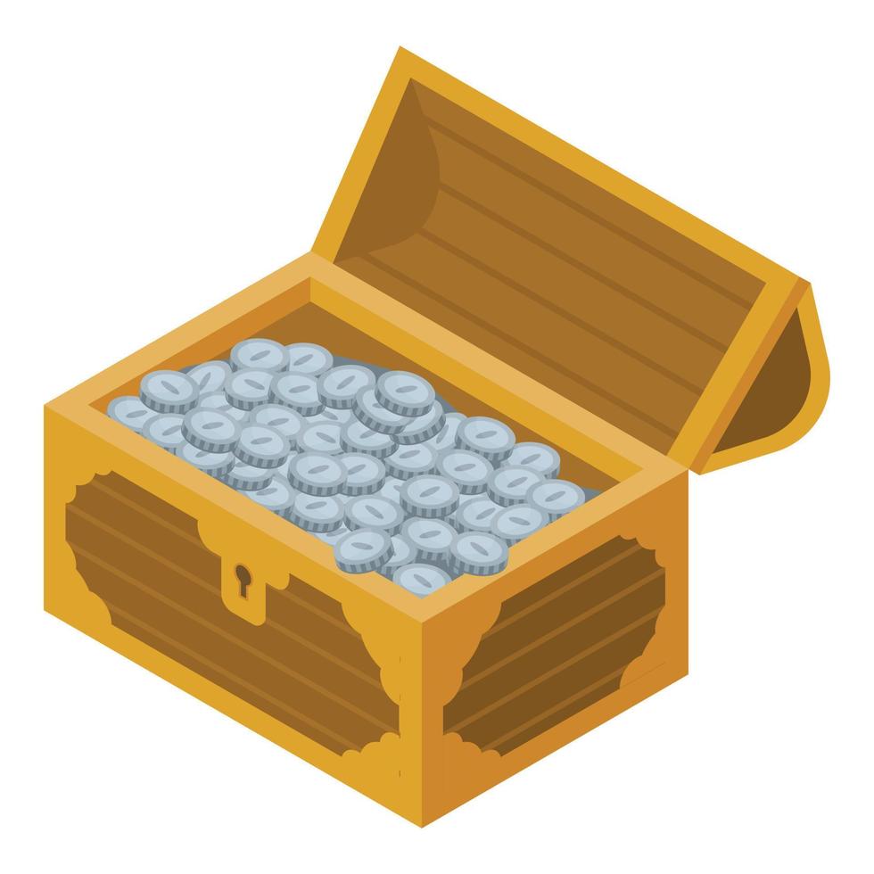 Treasure chest icon, isometric style vector