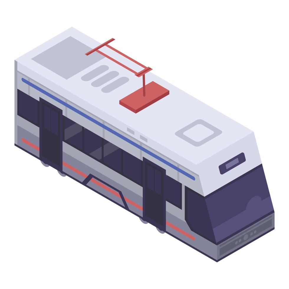 Tram car icon, isometric style vector