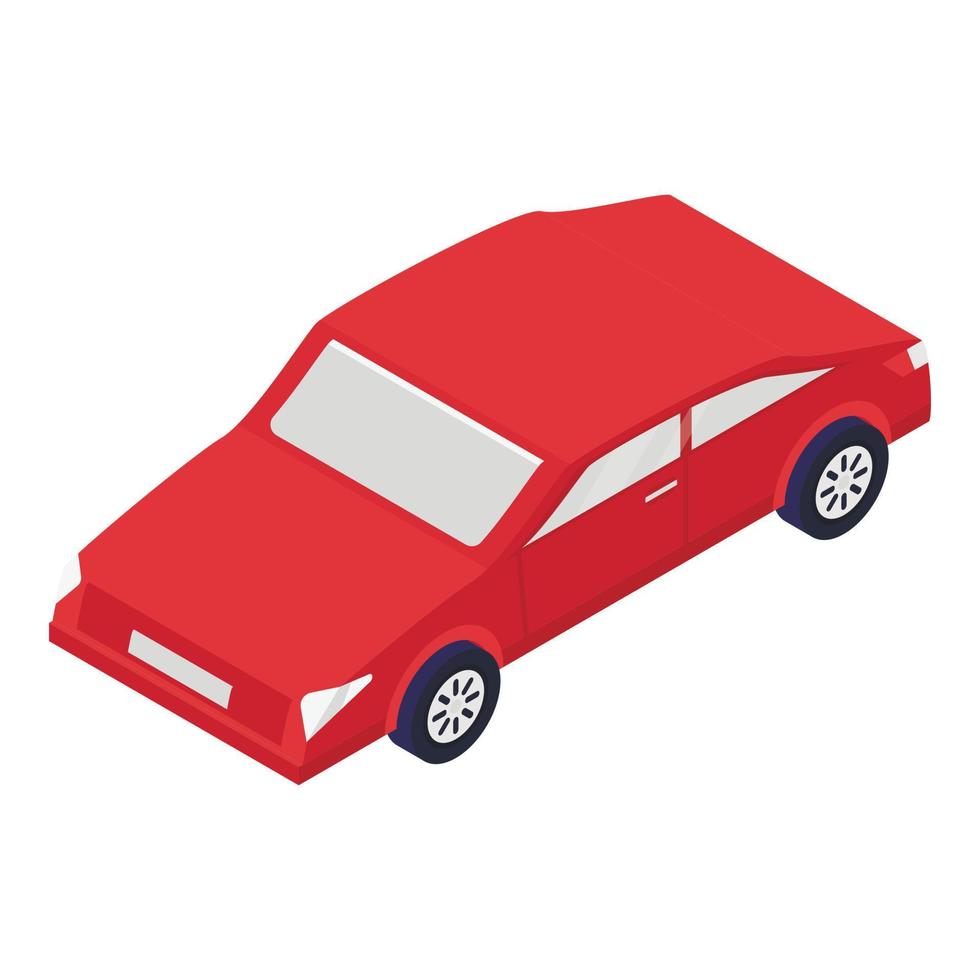 Red car icon, isometric style vector