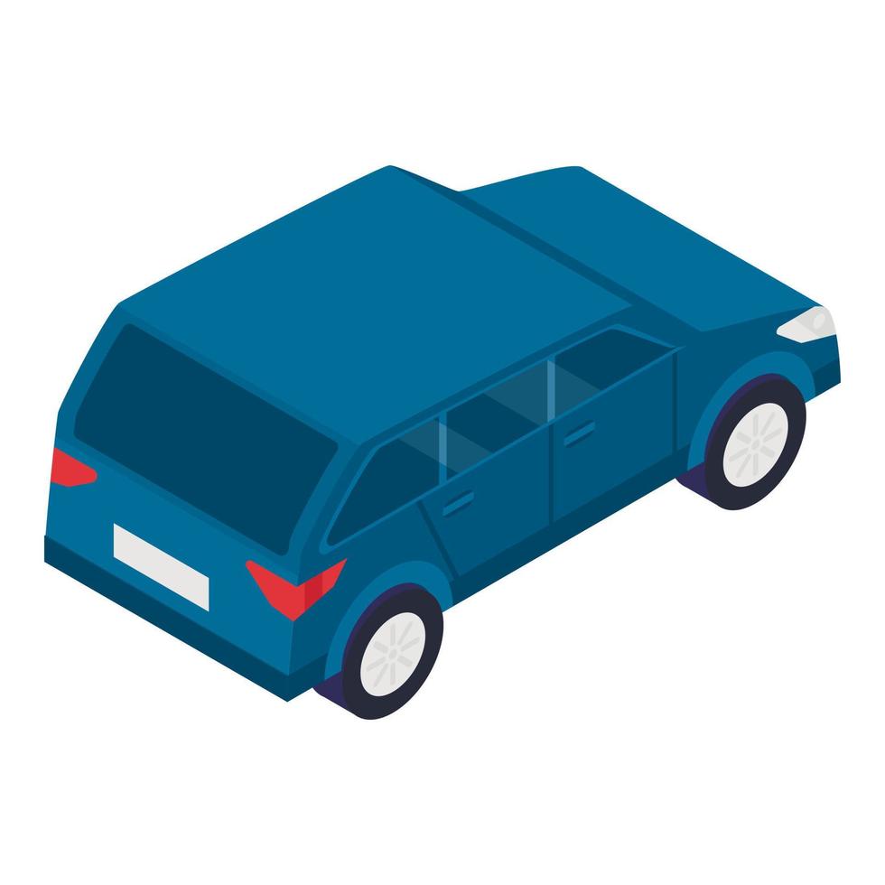 Blue car icon, isometric style vector