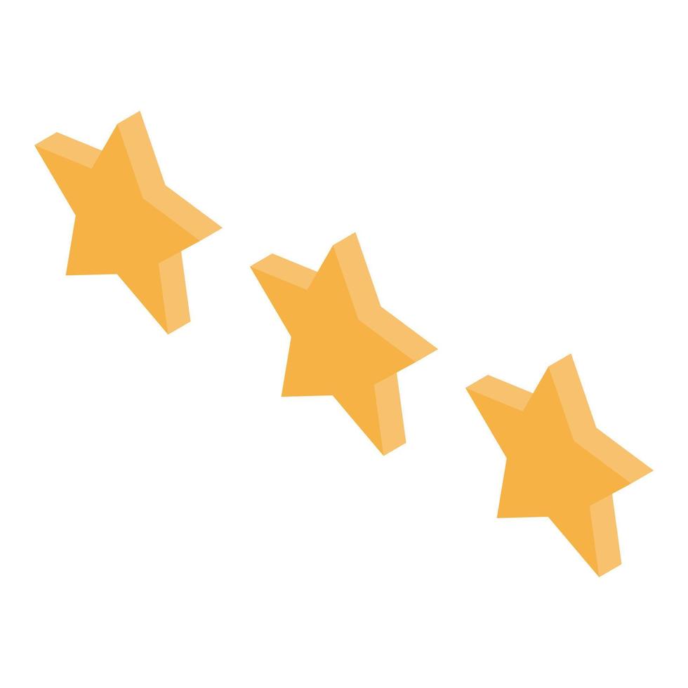 Three star rating icon, isometric style vector