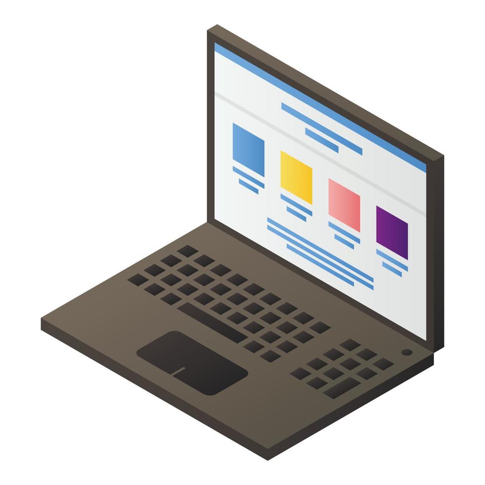 Business laptop icon, isometric style vector