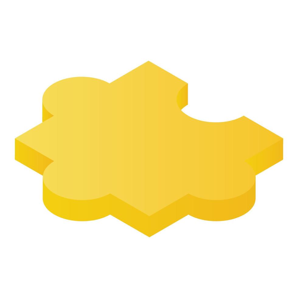 Yellow puzzle icon, isometric style vector