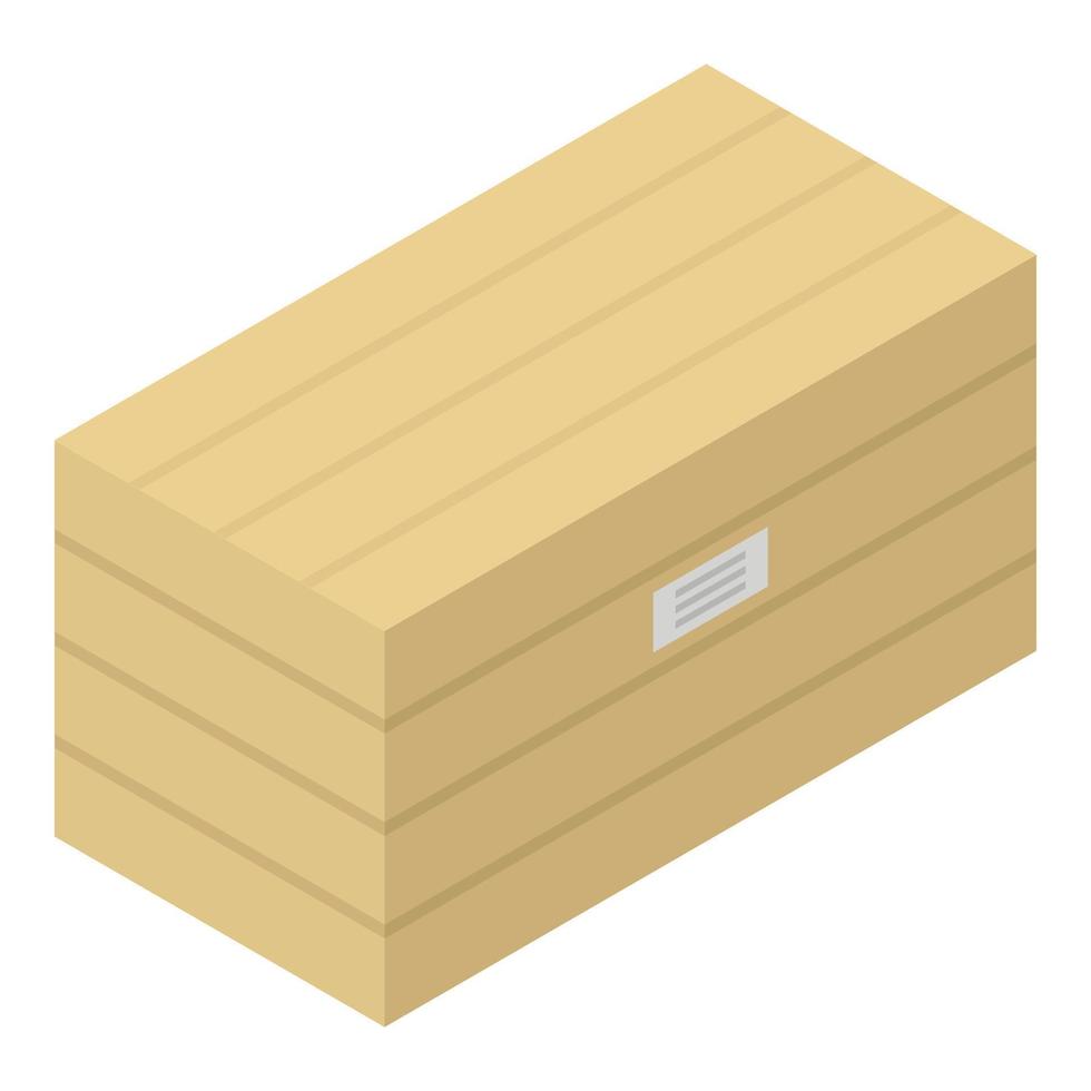 icono de caja de madera, estilo isométrico vector