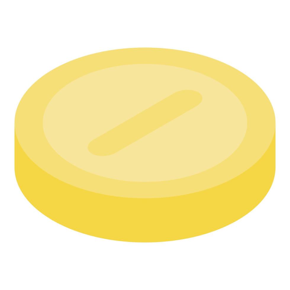 Gold coin icon, isometric style vector