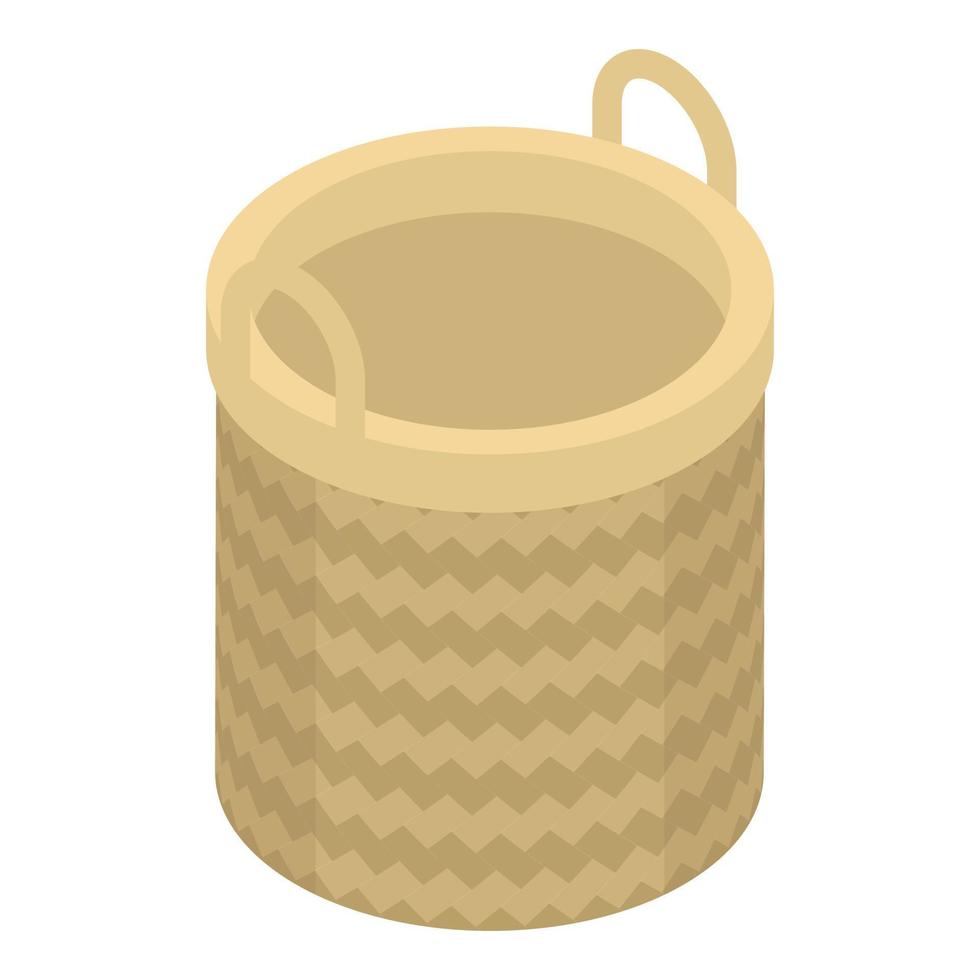 Bamboo wicker icon, isometric style vector