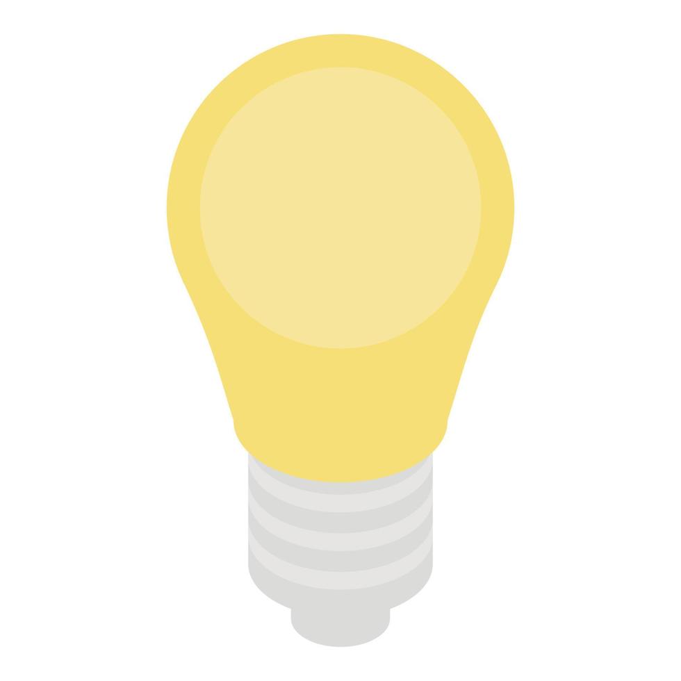 Metal light bulb icon, isometric style vector