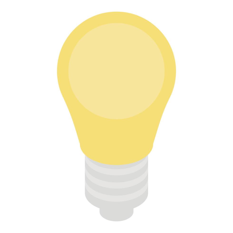 Metal light bulb icon, isometric style vector