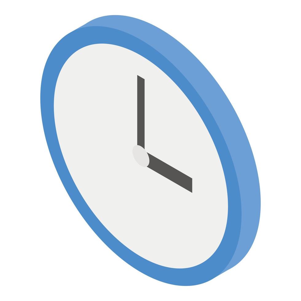 icono de reloj de pared azul, estilo isométrico vector