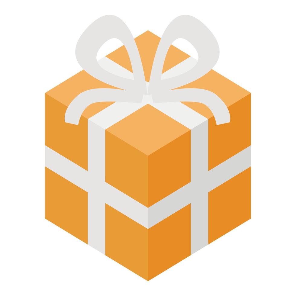 icono de caja de regalo naranja, estilo isométrico vector