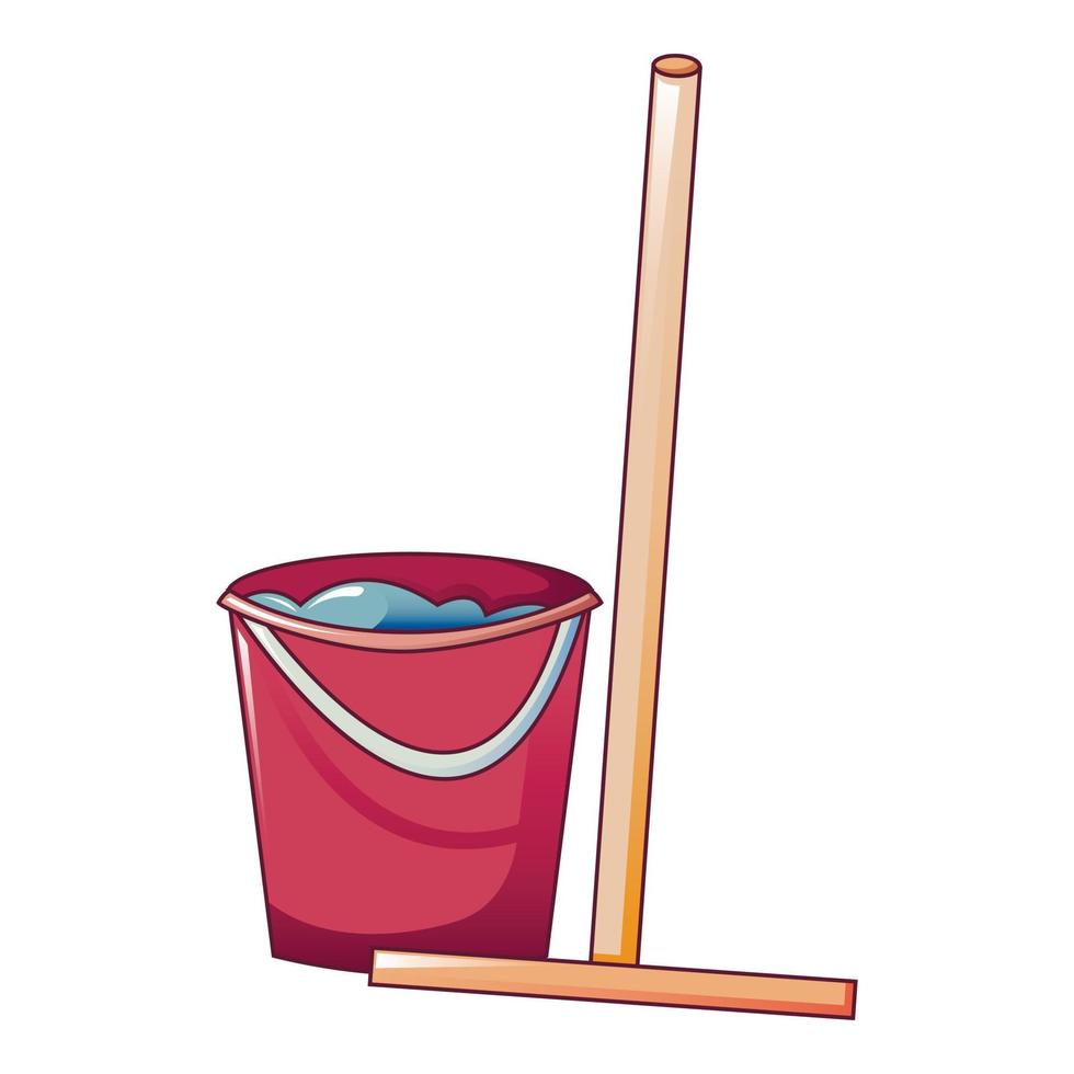 Wood mop icon, cartoon style vector