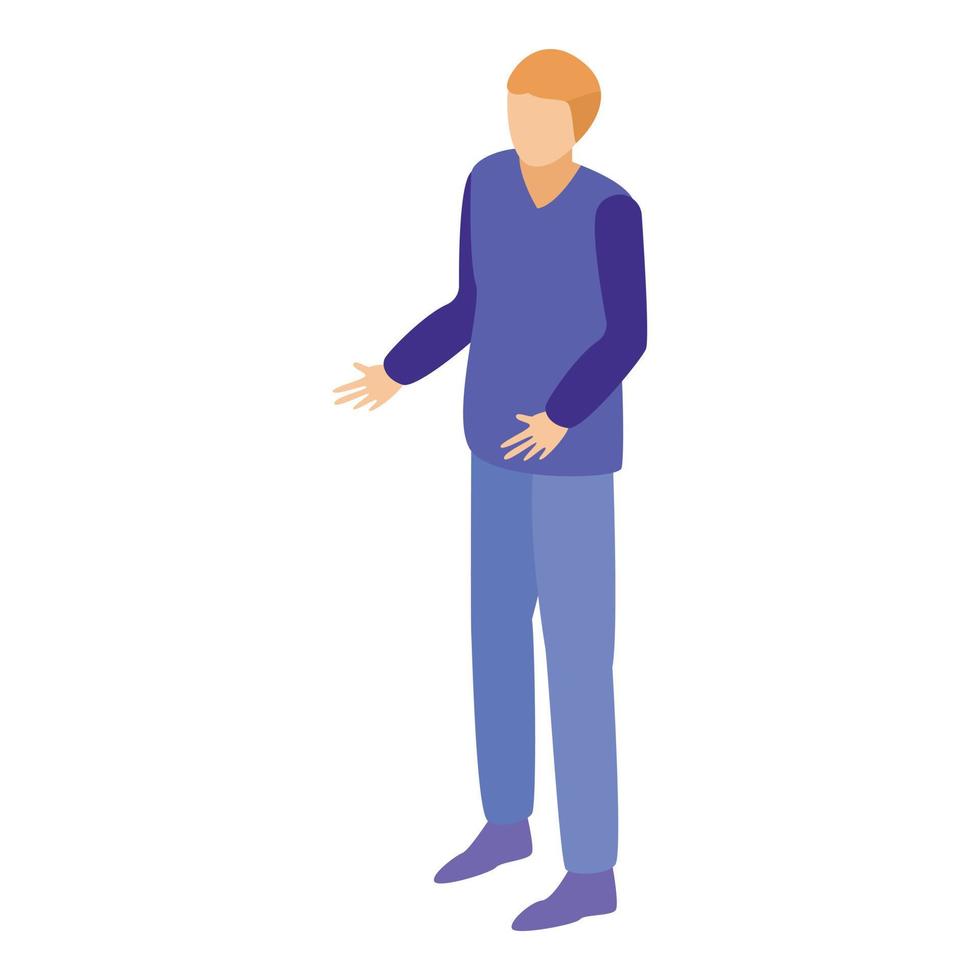 Man in blue clothes icon, isometric style vector