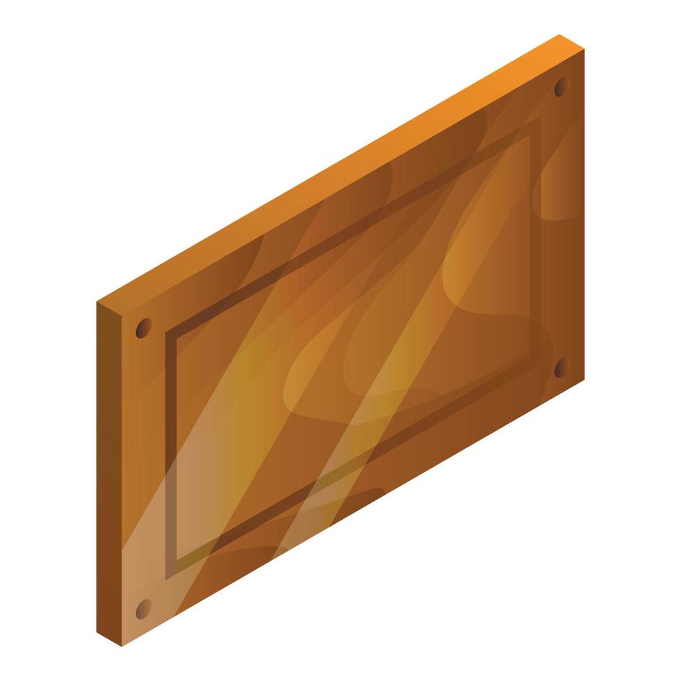 icono de panel de madera en blanco, estilo isométrico vector