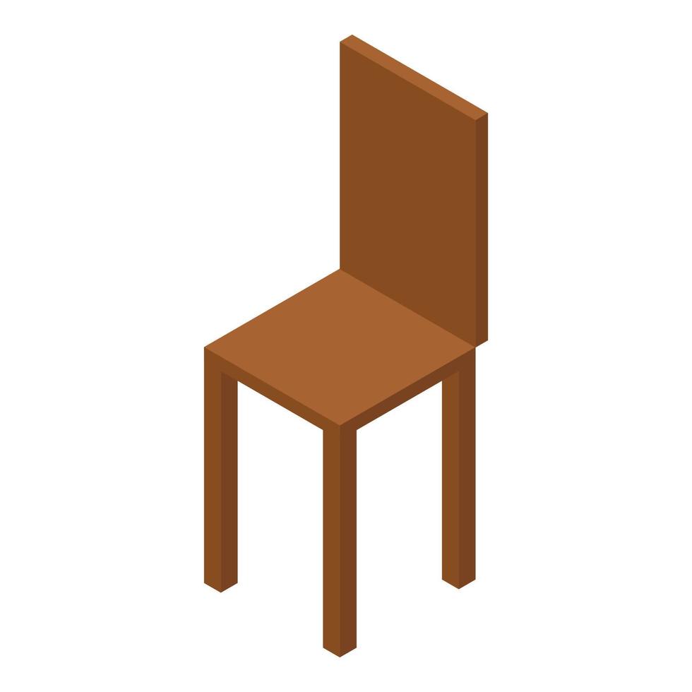 icono de silla de madera, estilo isométrico vector