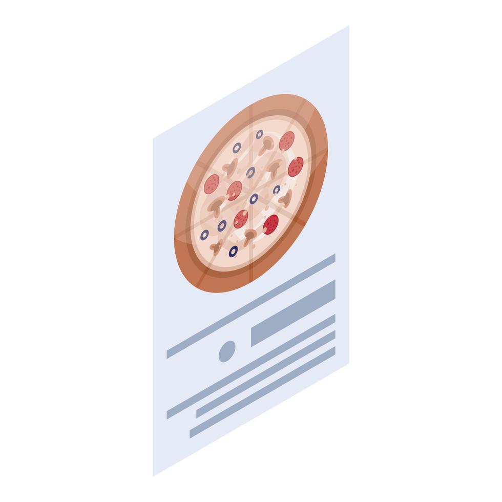 Classic pizza menu icon, isometric style vector