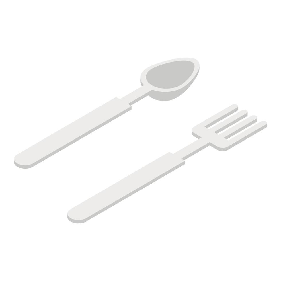 One use fork spoon icon, isometric style vector