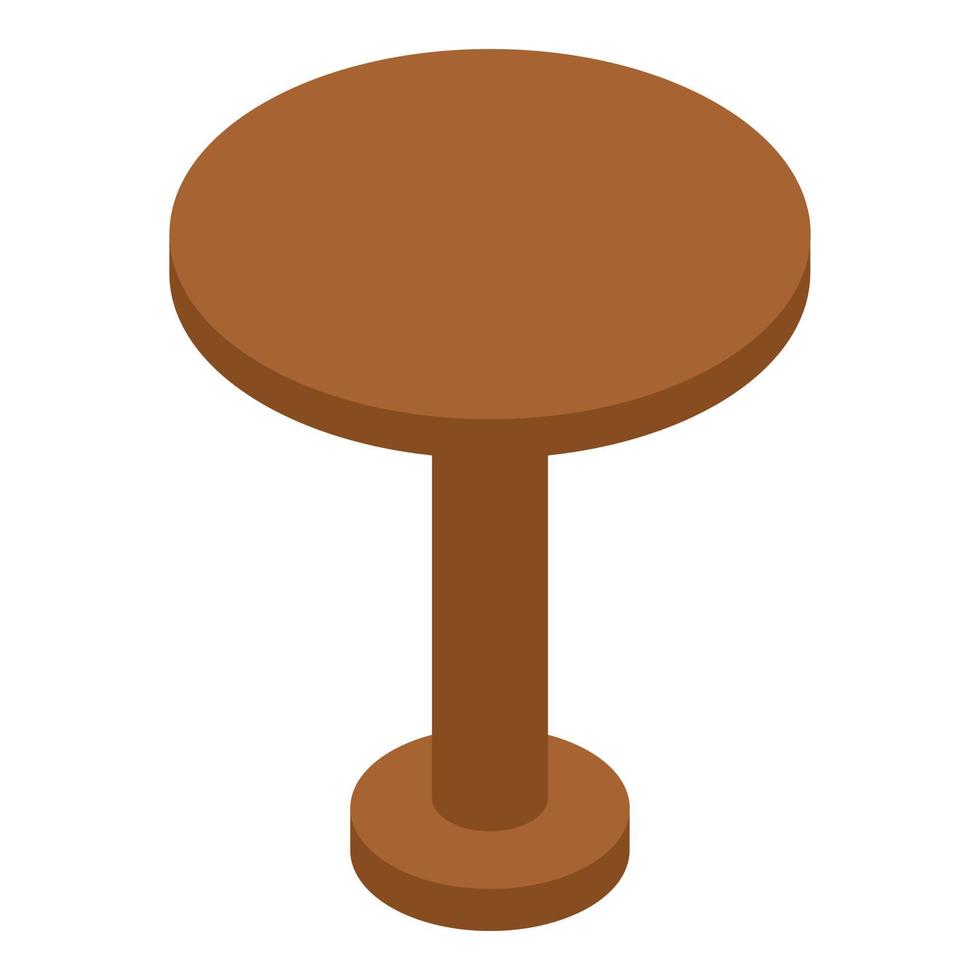 Wood round table icon, isometric style vector